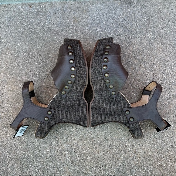 NWT $995~MARNI~Brown Leather/Tweed Peep-Toe Platform Wedge Heel Sandals~6.5/7/37 - Picture 11 of 13